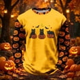 thumbnail image 2 of XUANTAOO Halloween Shirt for Kids Vintage Print Yellow Long Sleeve Pumpkin Ghost Print Tee Halloween Shirts for Girls Boys 10-11 Years, 2 of 5