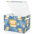 thumbnail image 2 of WOBOGO Cute Lion Large Collapsible Storage Box Flip Lid Fabric Decorative Organizer Container Basket with Handles 16.5×12.6×11.8in, 2 of 7