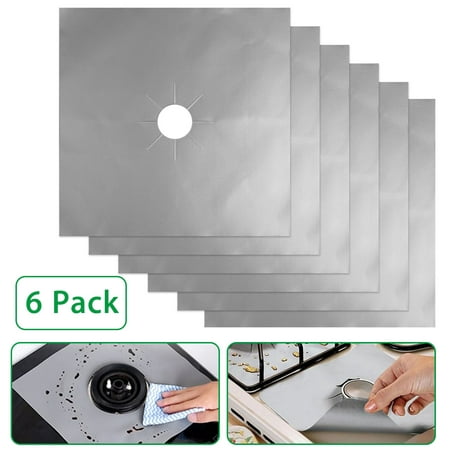 Reusable Gas Stove Burner Covers - 6 Pack Stovetop Burner Liners Gas Range Protectors Non-stick Cuttable Dishwasher Safe Easy to Clean Double Thickness 0.2mm Size 10.6” x (Best Six Burner Gas Range)