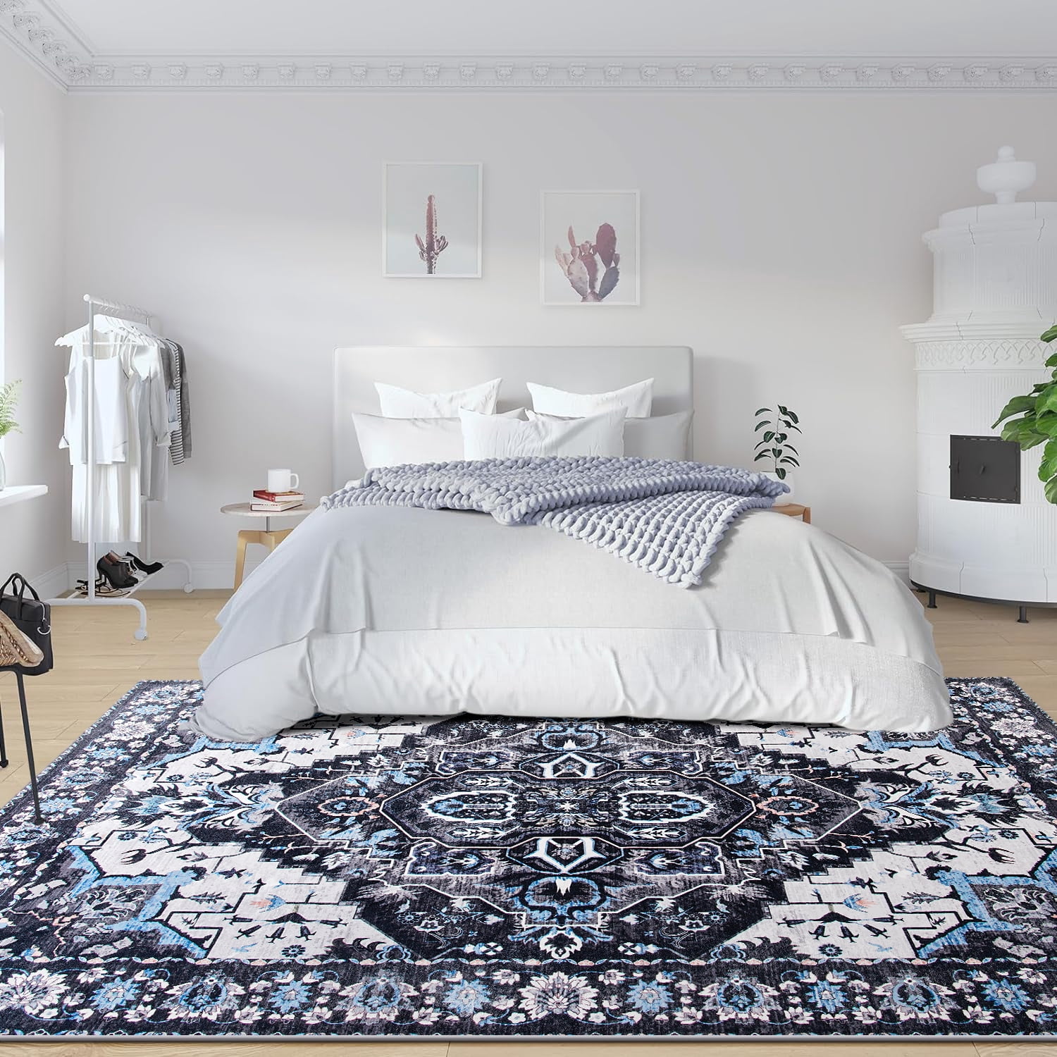 Jamfeel Soft Vintage Rugs Distressed Printed Area Rug Carpet for Living Room Bedroom Home Decor,8'x10',Black