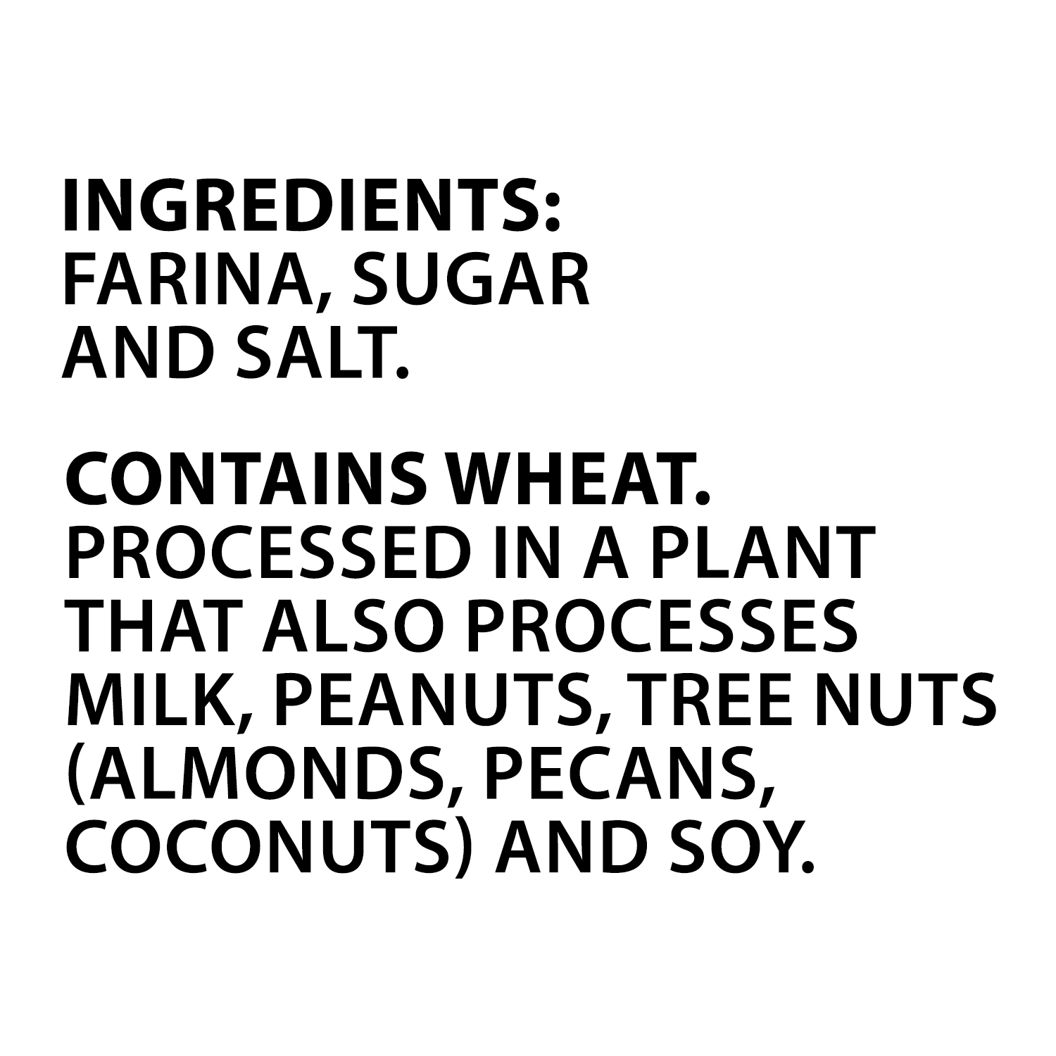 Great Value, Cream Of Farina, Instant Hot Cereal, 1.76 Oz