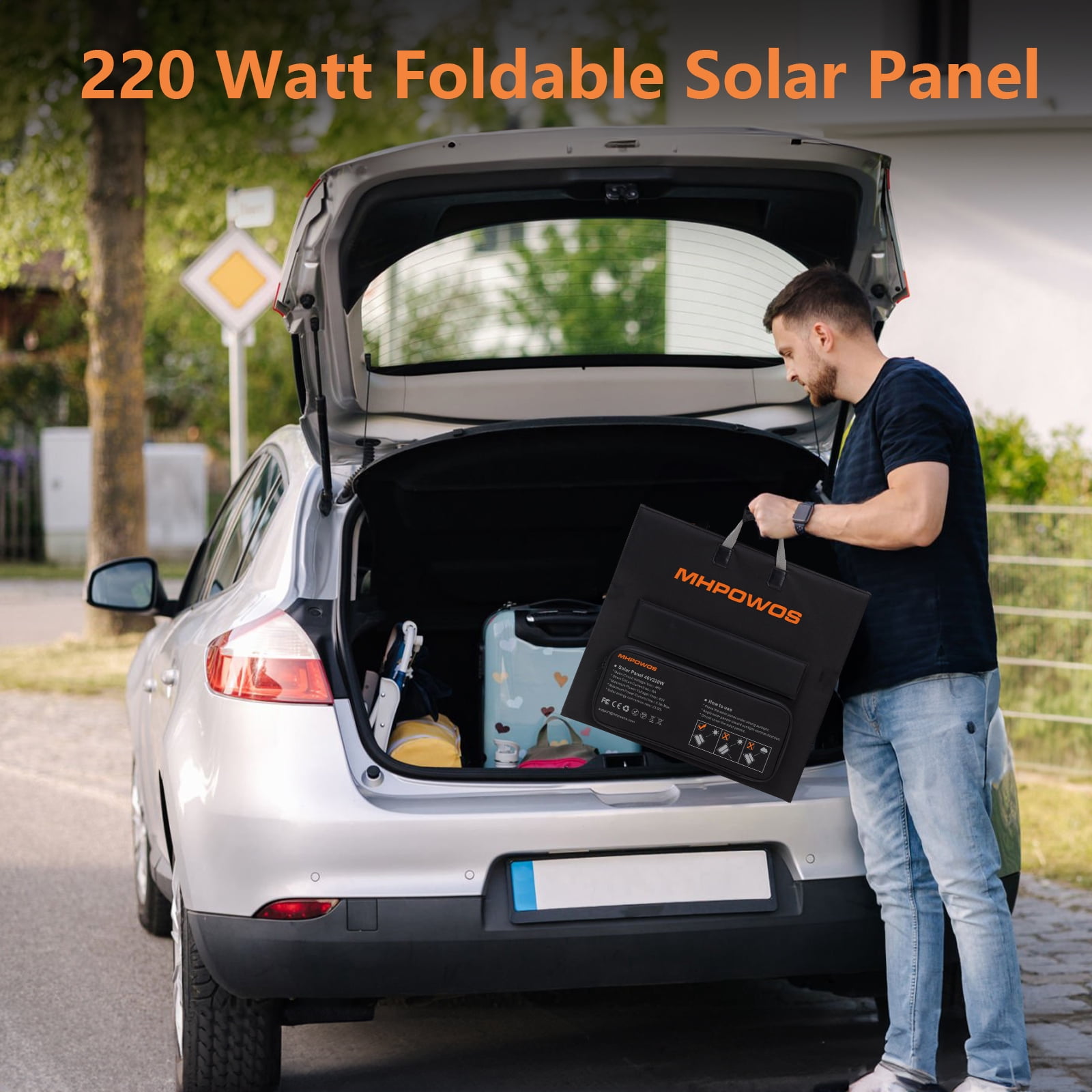 MHPOWOS 220W 40V Portable Solar Panel Solar Cable Solar Panel Kit IP67 Waterproof Durable for Powerstation RV Camping
