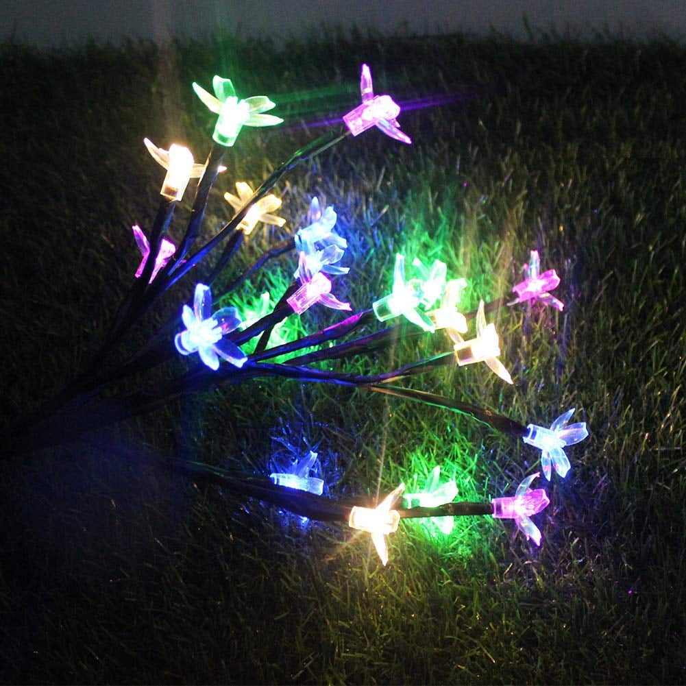 EpicGadget Solar Flower Fairy Light, Colorful Stainless Steel Solar Path Lights for Outdoor Landscape Lighting, Lawn, Patio, Yard, Walkway, Driveway, Garden (Colorful) (4 Pieces)