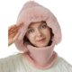 thumbnail image 3 of Gorro de invierno con capucha de vellón tejido para mujer, con máscara para cubrir el cuello y la cara, gorro de invierno grueso para ciclismo y esquí al aire libre, 3 of 5