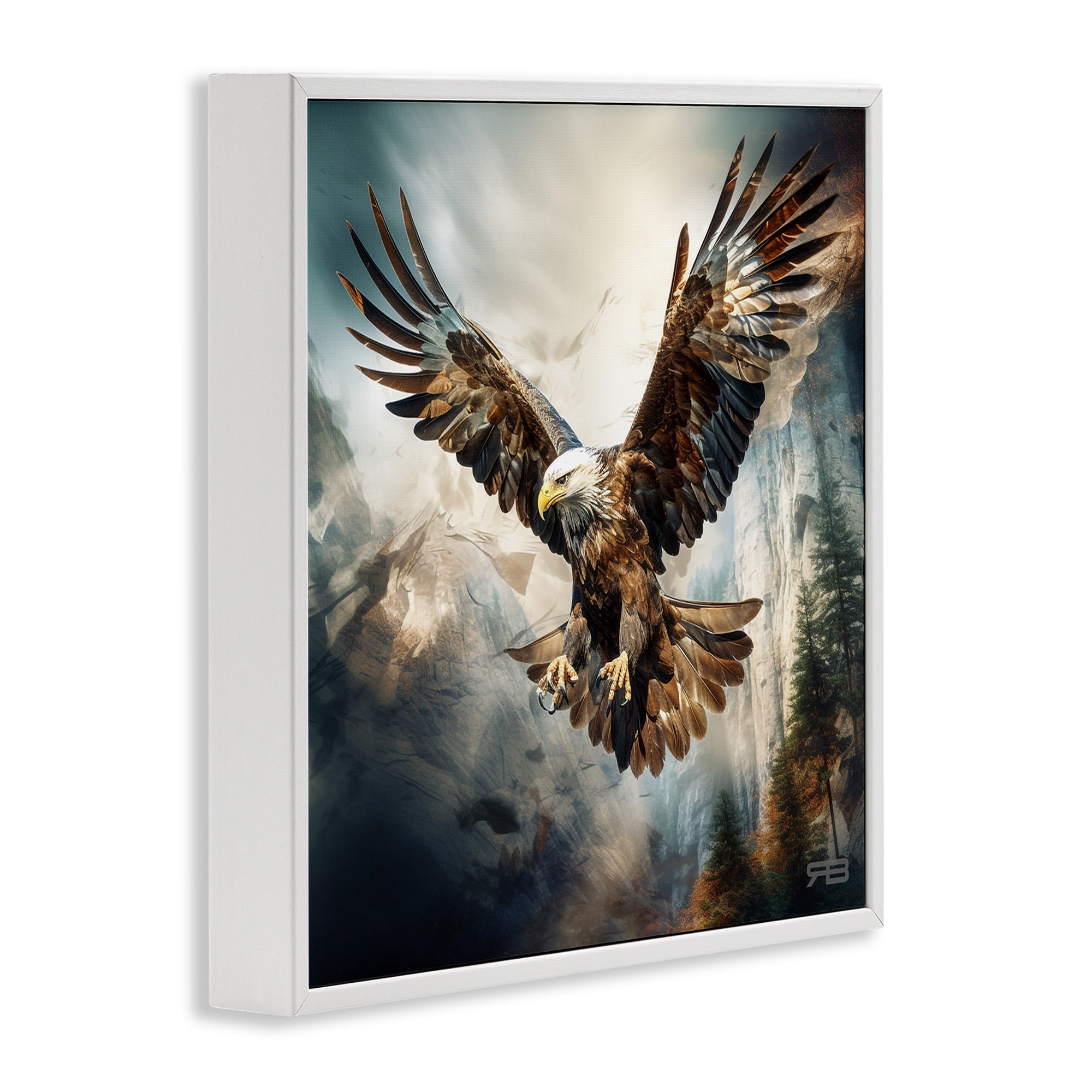 Stupell Industries Intense Eagle Spreading Wings Animals & Insects Painting White Framed Art Print Wall Art, 12 x 12