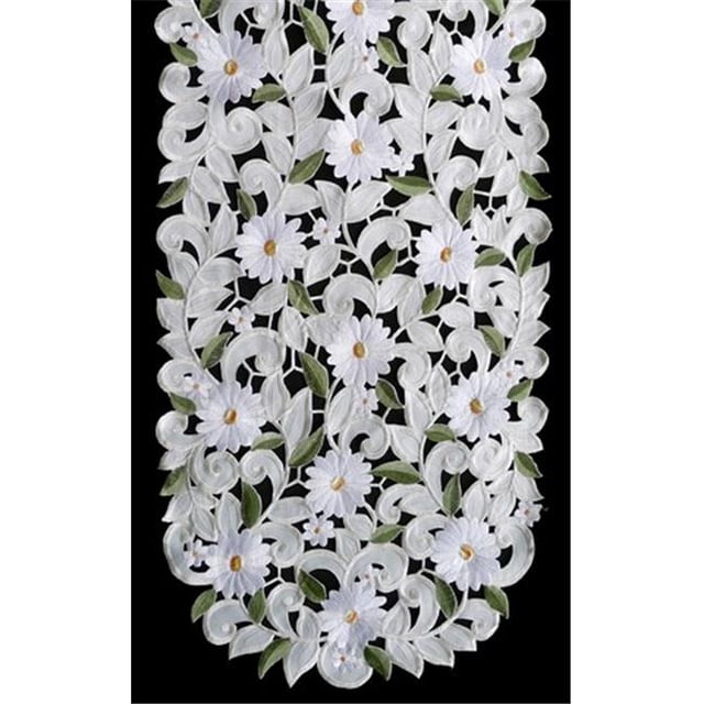 Sinobrite H7667-EG White Daisy Square Table-Topper- 36 x 36 in.