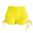 thumbnail image 4 of Yellow Women's Yoga Shorts, Women High Waisted Yoga Shorts Sports Ruched Butt Lifting Workout Running Hot Leggings,Women's Yoga Shorts S, 4 of 4