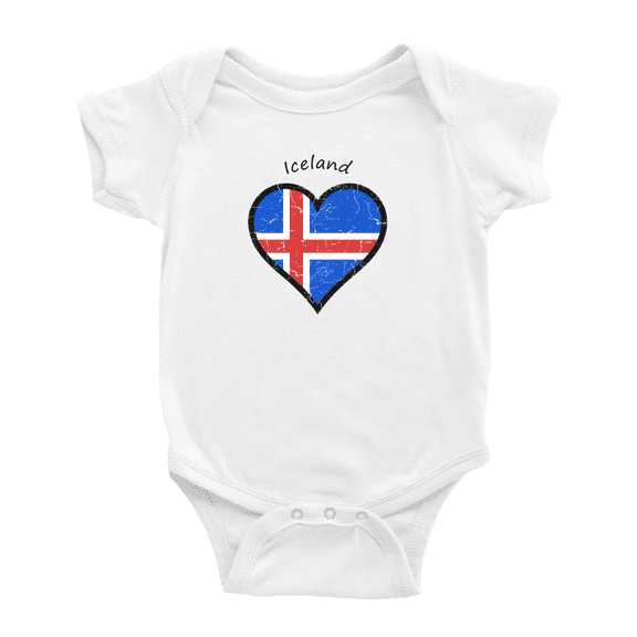 Iceland Flag Heart Love Cute Baby Clothing Bodysuits Boy Girl Clothes