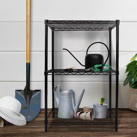 GIA Design Group 3 Tier Black Wire Shelving Unit for Bathroom Kitchen Garage 21.06  W*13.77  D*31.88  H 130lb Capacity