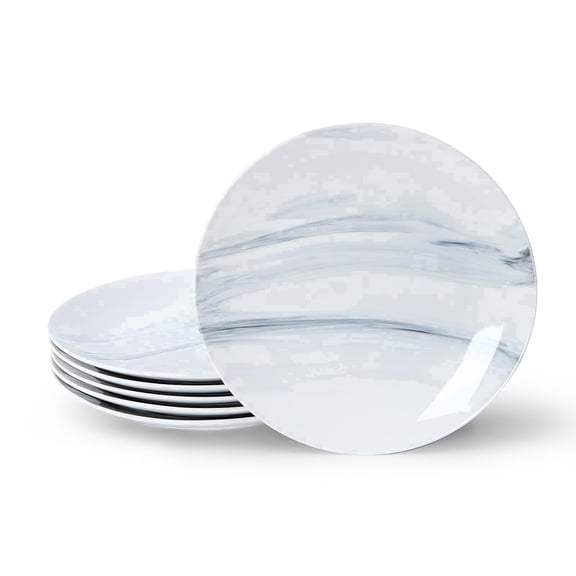Dinner Plates, 10.5 Inch Plates Set of 6, Porcelain Round Dessert Salad Dinner Plates, Serving Dishes for Kitchen, Dishwasher, Microwave, Freezer, Oven Safe