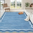 thumbnail image 4 of Haperlare 9'x12' Modern Solid Color Area Rug Scalloped Carpet, Machine Washable Rug Non-Slip Low Pile Indoor Mats for Living Room Bedroom Dining Room, Blue, 4 of 8
