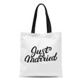 thumbnail image 1 of JSDART Sac Fourre-Tout en Toile Branche Juste Marié Lettrage pour Mariage et Brosse Moderne Sac d'Épicerie Réutilisable Durable, 1 of 1