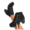 thumbnail image 6 of Women Ankle Boots Round Toe Mid Heel Boots with Side Zip Comfort Matte Shoes for Fall Winter Dating Shopping Casual Outdoor Daily Wear, 6 of 9