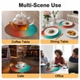 thumbnail image 2 of Teal Orange Brown Ombre Round 13 Inch Placemats Set of 6, Abstract Modern Art Aesthetics HeatResistant Non Slip Place Mats for Dining Table, Wipeable Braided Kitchen Table Mats for Housewarming, 2 of 9