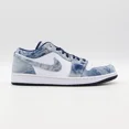 thumbnail image 3 of CZ8455-100 N I-K-E A i r-Jor-dan 1 Low Washed Denim Midnight Navy White Blue (Men's), 3 of 6