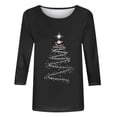 thumbnail image 4 of UPPADA Womens Merry Christmas 3/4 Sleeve Shirt Christmas Tree Print Blouses Great Gifts Winter Holiday Top Christmas Matching Outfit blusas de tela suave Black,XL, 4 of 4