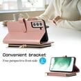 thumbnail image 6 of SaniMore for Samsung Galaxy S23 FE Buisness Case, Zipper Purse [Card Holders] Magnetic Clasp Flip Kickstand Wrist/Crossbody Lanyard PU Leather Wear-resistant Full Protective Wallet Shell, Rosegold, 6 of 12