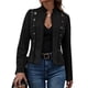 thumbnail image 2 of Chaqueta de Gamuza Sintética para Mujer, Informal, de Otoño, de Larga, Cuello Alto, con Abertura Frontal, Blazer Corto, Abrigo. Negro XL, 2 of 8