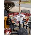 thumbnail image 4 of Outdoor Tablecloth with Umbrella Hole and Zipper, Christmas Square Table Cloth 54x54 Inch Waterproof Tablecloth, Snowman Poinsettia Pine Tree Red Black Plaid Picnic Table Cover for Patio Camping, 4 of 7