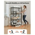 thumbnail image 3 of Foldable Storage Shelf - 4 Tier 28x13x54 Inch Metal Rack - Mobile Organizer with Wheels & Hooks - Pantry, Kitchen, Garage, Basement - Black, 3 of 6