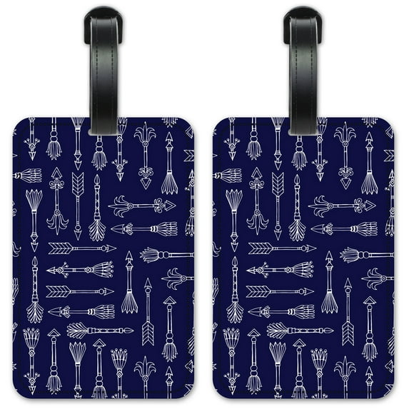 Blue Arrows - Luggage ID Tags / Suitcase Identification Cards - Set of 2