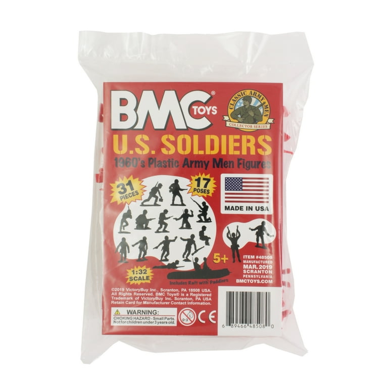 BMC Marx Plastic Army Men US Soldiers - Red 31pc WW2 Figures