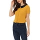 thumbnail image 4 of INSPIRAR CHIC Blusa de Oficina para Mujeres con Cuello Peter Pan en Contraste, Manga Corta, Color Amarillo, 4 of 6