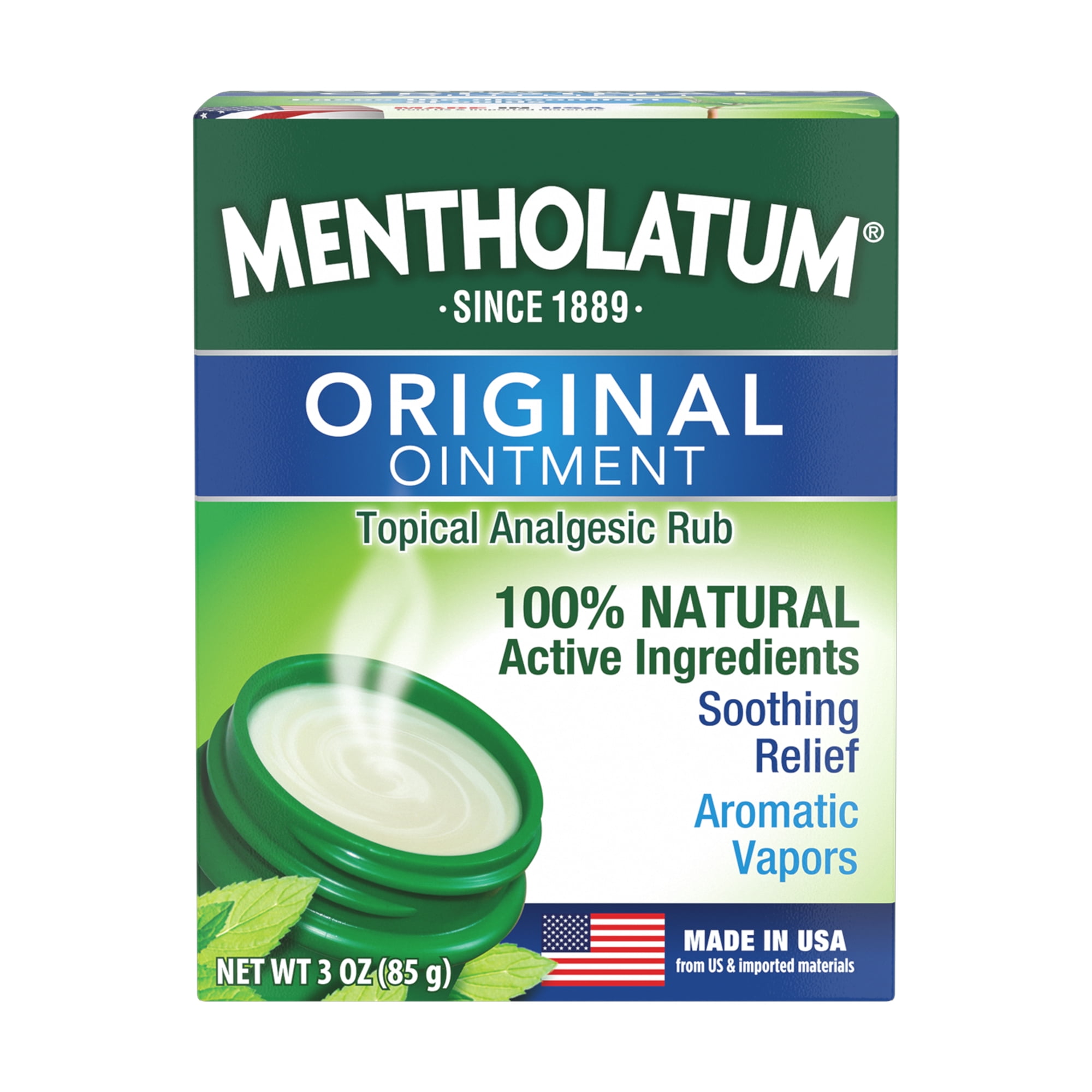 Mentholatum Original Chest Rub Ointment, 3 oz. Jar for Fast Relief from Colds and Aches