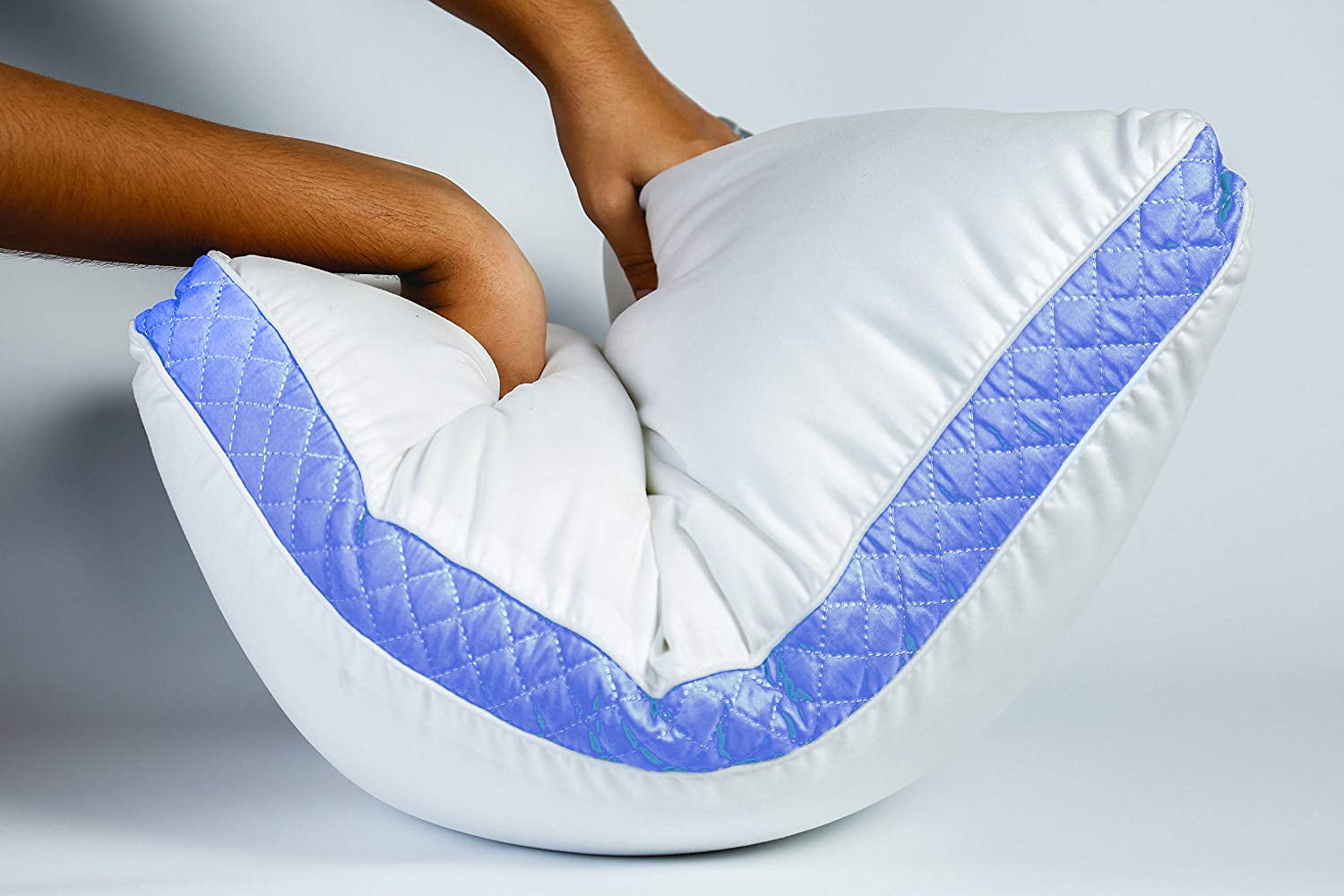 Lux Decor Collection Gusseted Quilted Bed Pillow(King, Blue Gussets