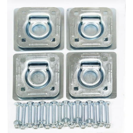 (4) Recessed D-Rings with Backing Plates & Mounting Hardware Trailer RV Flush Mount Tiedown- 27042