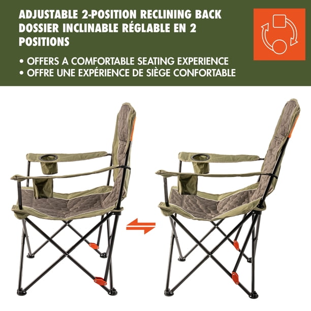 Ozark Trail 2 Position Oversize Arm Chair, Weight Capacity 300lbs