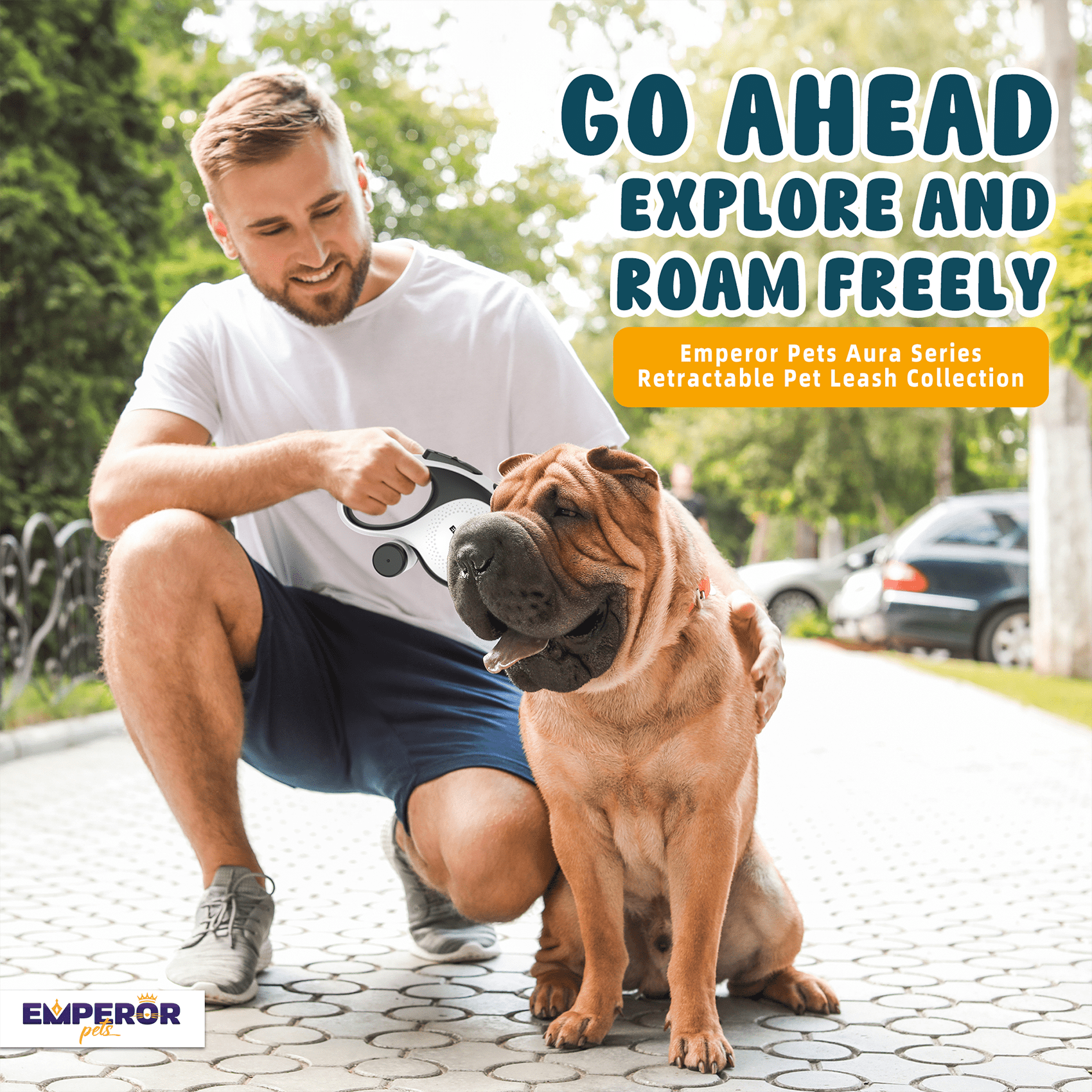 Emperor Pets 16 ft Retractable Dog Leash Large Dogs, White - Up to 110 lbs, Heavy Duty Dog Leash Retractable 16 ft, Aura Series – BW16