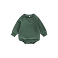 thumbnail image 1 of ZAXARRA Combinaisons pour Bébés Filles Garçons Chandails en Molleton Couleur Unie Manches Longues Col Rond Combinaisons Automne Hiver Justaucorps Bébé, 1 of 9