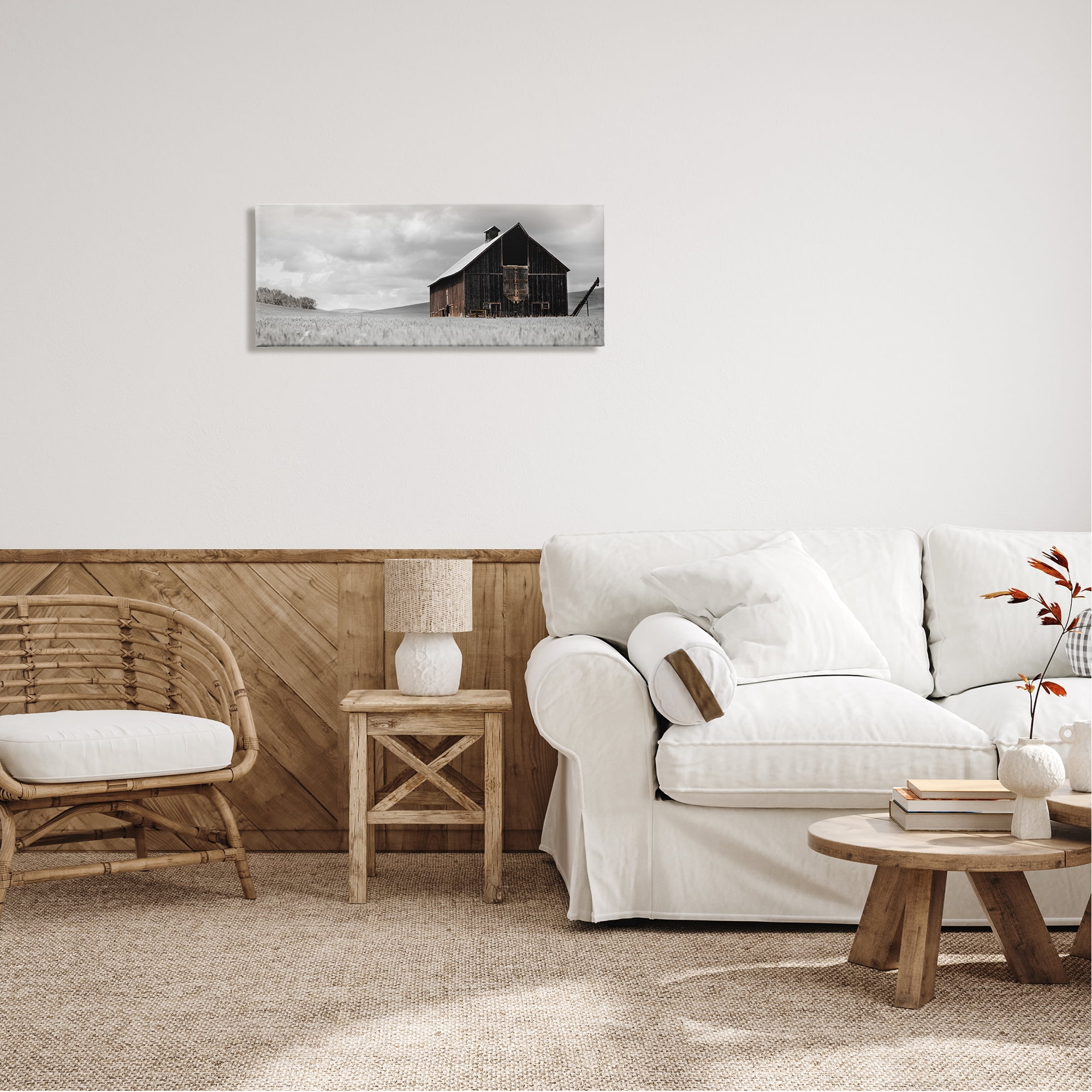 Stupell Industries Rustic Barn Scene Landscape Photography Gallery Wrapped Canvas Art Print Wall Art, 30 x 13
