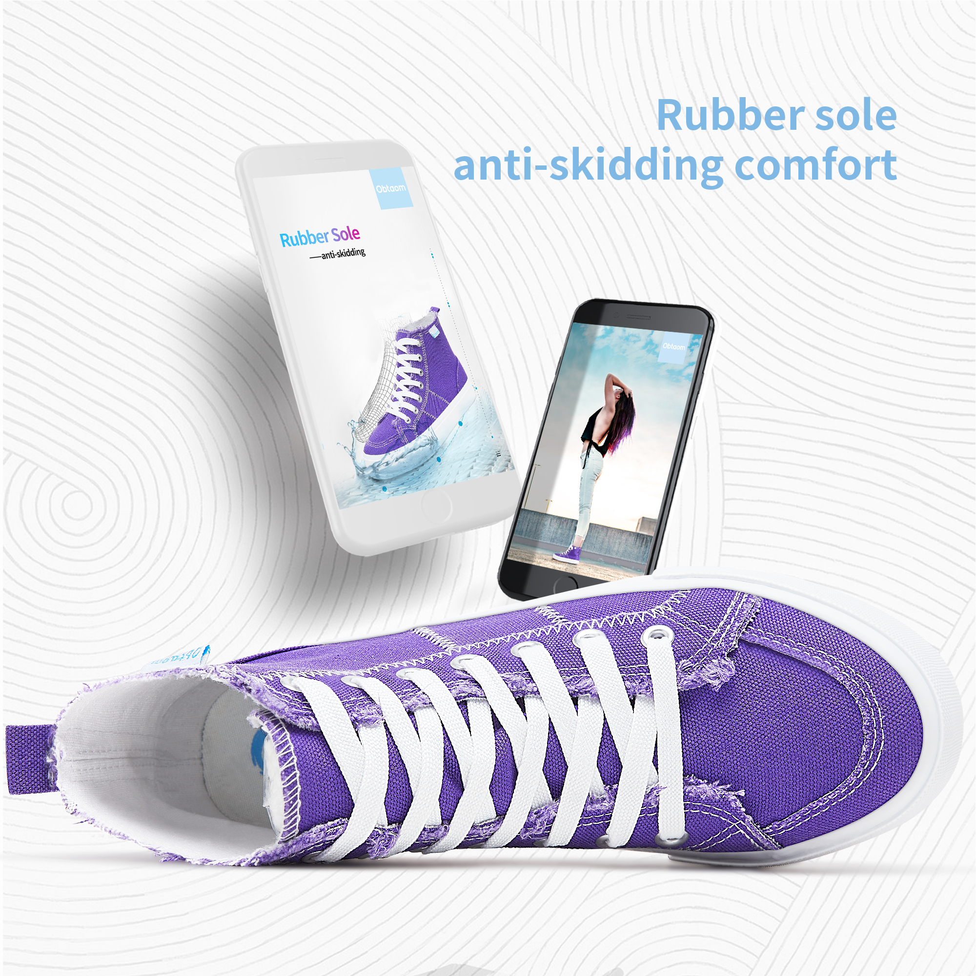 Obtaom Women's High Top Canvas Sneakers photo 6