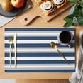thumbnail image 2 of Navy Blue Grey Stripe Placemats Set of 8 Minimalist Farmhouse Striped Place Mats Indoor Wipeable Table Mats Washable Cloth Dining Table Placemats for Kitchen Holiday Party Home Decor 13x19 Inch, 2 of 9