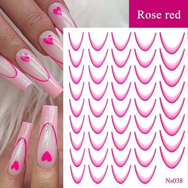 Pegatinas para uñas para decoración de uñas, pegatinas para uñas para mujeres, pegatinas para uñas de color sólido, pegatinas para uñas con degradado francés, pegatinas adhesivas para uñas en la parte