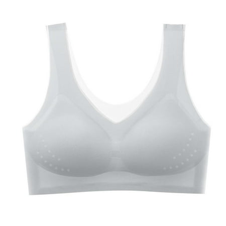 Ousvtion Saving Womens Summer Thin Bras Full Coverage Bralettes One Smooth U Bra Hide Back Fat Brassiere Breathable Sports Underwear Deals Gray X-Large