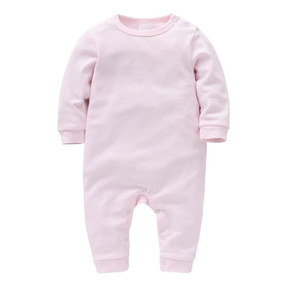 PINQI My First Birthday Baby Boys Girls Outfit 0-24 Months Solid Color Jumpsuit Long Sleeve Romper Toddler Thanksgiving Fall Winter Clothes(Pink,9-12 Months )