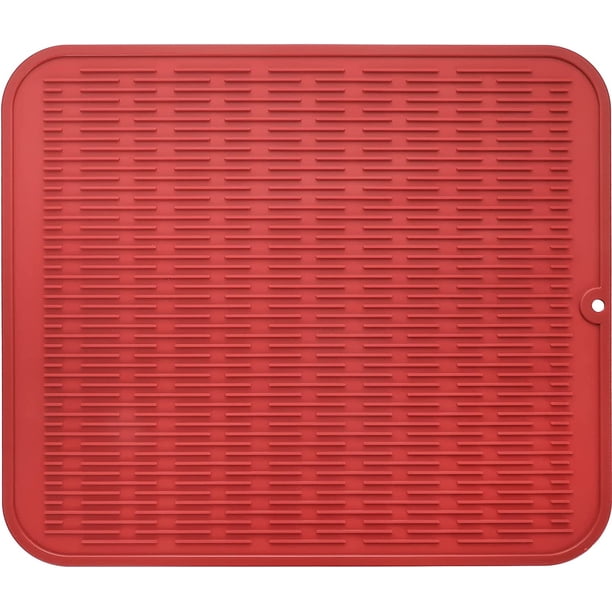 MicoYang Tapete de silicona para secar platos para uso múltiple, fácil de limpiar, ecológico, tapete de silicona resistente al calor para encimera o fregadero de cocina, refrigerador o revestimiento d
