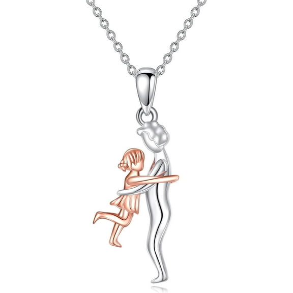 DOLIOX Grandma Hug Necklace Gifts for Women Sterling Silver Nana Granddaughter Hugging Necklace Birthday Jewelry