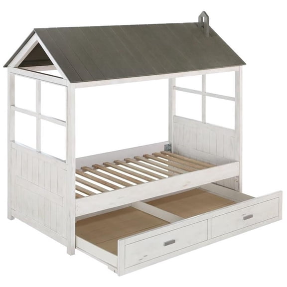 Acme Furniture Tree House II Twin Bed in Weathered White and Washed Gray
