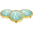 thumbnail image 4 of Koyal Wholesale Gold Compact Mirror Bridesmaid's Wedding Gift, Aqua Watercolor Rustic Trees, Monogram Letter O, 1-Pack, 4 of 5