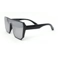 thumbnail image 3 of 90s Large Geometric Rectangular Inset Lens Shield Fashion Sunglasses Shiny Black - Silver Mirror, 3 of 4