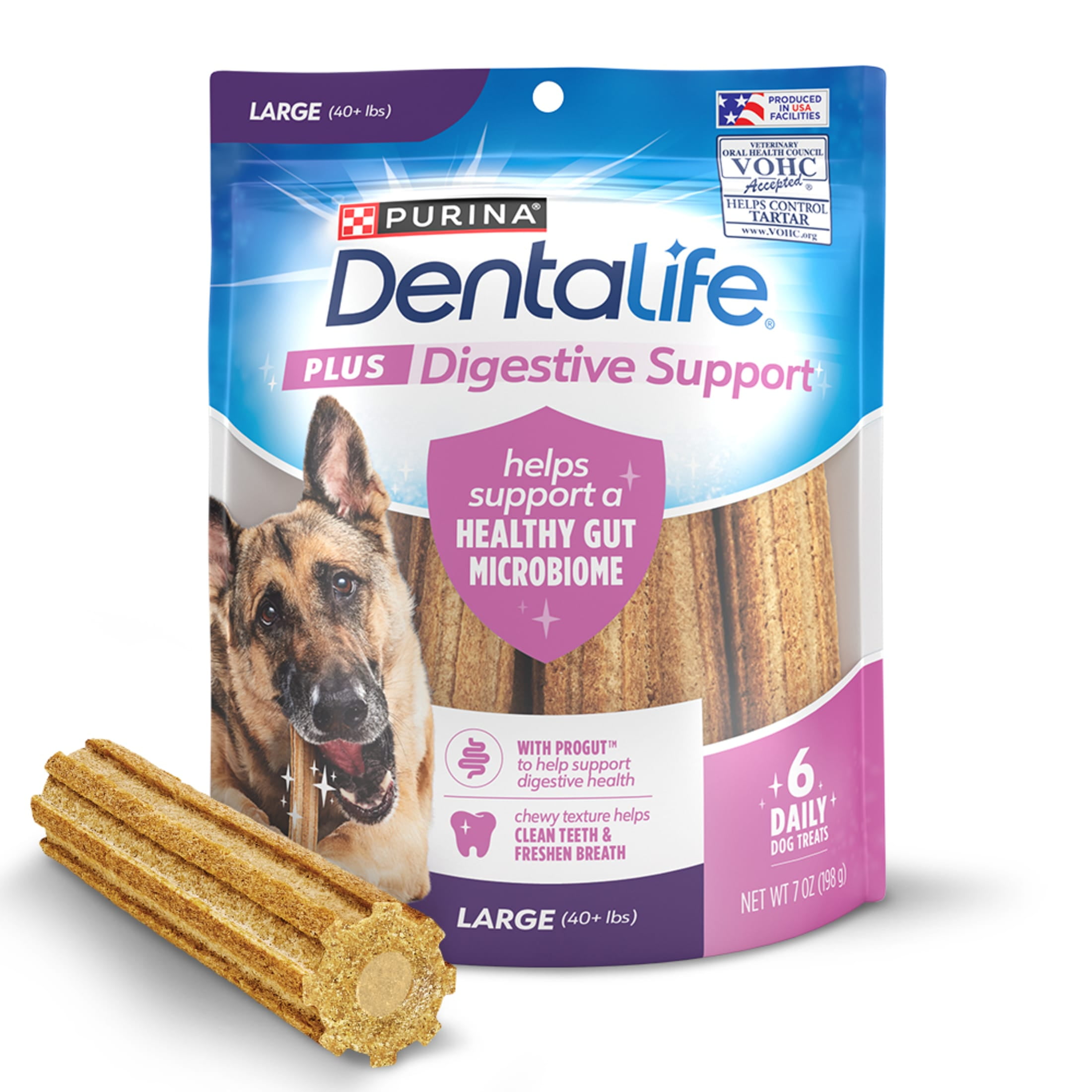 (5 pack) Purina Dentalife Plus Digestive Support Chicken and Pumpkin Flavor Dental Chews for Dogs, 6 Count, 7 Ounces