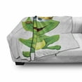 thumbnail image 3 of Animal Soft Flannel Fleece Throw Blanket, Frog Prince Cartoon Character with Golden Yellow Crown Lipstick Mark on Lips Love, Cozy Plush for Indoor and Outdoor Use, 70" x 90", Multicolor, by Ambesonne, 3 of 6