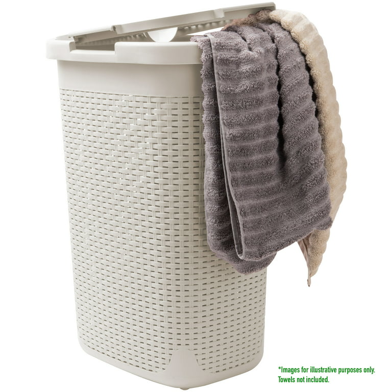 90 L Plastic Laundry Basket Hamper with Wheels Gray