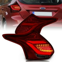 AJP Distributors Smoked Red Lens Chrome Housing LED Tail Lights Brake Stop Driving Lamps Pair Assembly Driver   Passenger Set Compatible/Replacement For Ford Focus ST Hatchback 2012 2013 2014 12 13 14