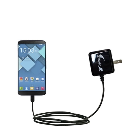 Gomadic Intelligent Compact AC Home Wall Charger suitable for the Alcatel One Touch Hero - High output power with a convenient, foldable plug design -