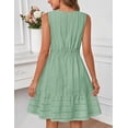 thumbnail image 2 of MEROKEETY Women's 2026 Summer Sleeveless V Neck Mini Dress Flowy Beach Vacation Dress With Pockets, Seagrass, L, 2 of 4
